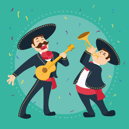 Mexican mariachi cartoon. Cinco de mayo - Vectorのイラスト素材