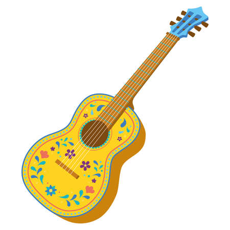 Isolated decorated guitar icon. Stringed musical instrument - Vectorのイラスト素材