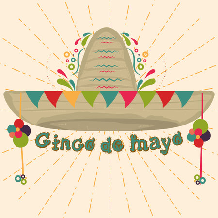 Traditional mexican hat on a cinco de mayo poster - Vectorのイラスト素材