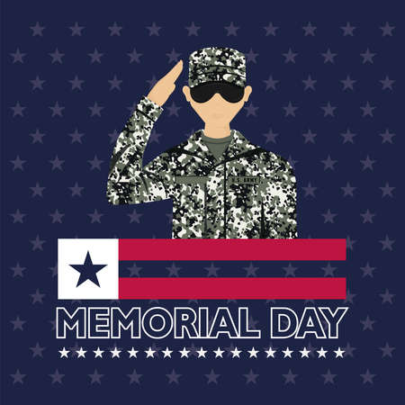US army man in a memorial day poster - Vector illustrationのイラスト素材