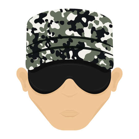 Us army man face. Soldier avatar - Vector illustrationのイラスト素材