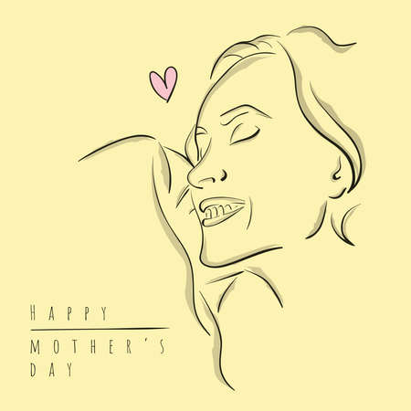 Girl kissing her mother celebrating mother dayのイラスト素材