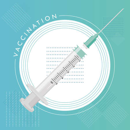 Vaccination poster with a syringe on a badgeのイラスト素材