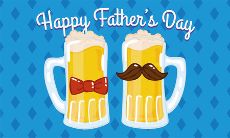 Father day poster with a pair of hipster beer drinking glassのイラスト素材
