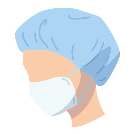 Side view of a female doctor avatar with a maskのイラスト素材