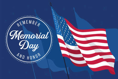 Waving flag of the United States Memorial day