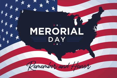 United States map over a flag of USA Memorial dayのイラスト素材