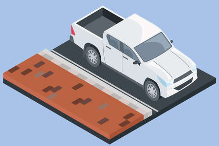 Isolated 3d isometric white car iconのイラスト素材