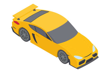 Isolated 3d yellow race car iconのイラスト素材