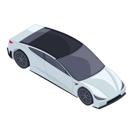 Isolated 3d urban white car iconのイラスト素材