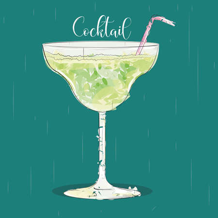 Isolated tropical cocktail with lemon and a strawの写真素材