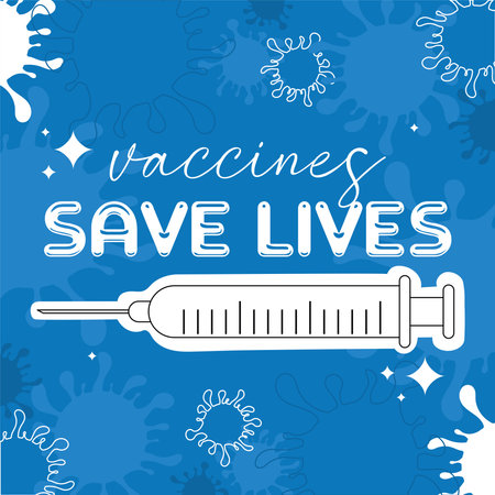 Vaccine save lives retro poster with a sketch of a syringeのイラスト素材