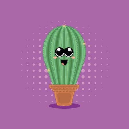 Isolated happy cactus character with a big smileのイラスト素材