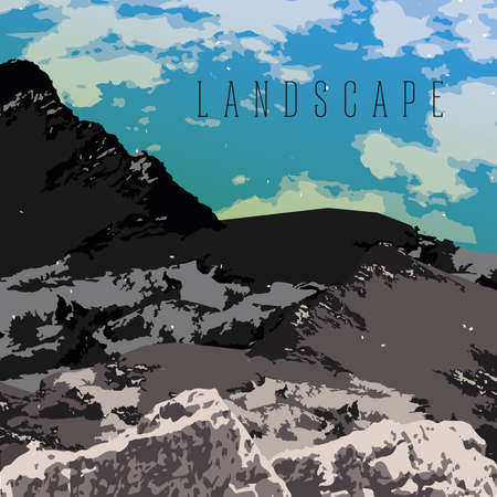 Landscape with rocky mountains and sky