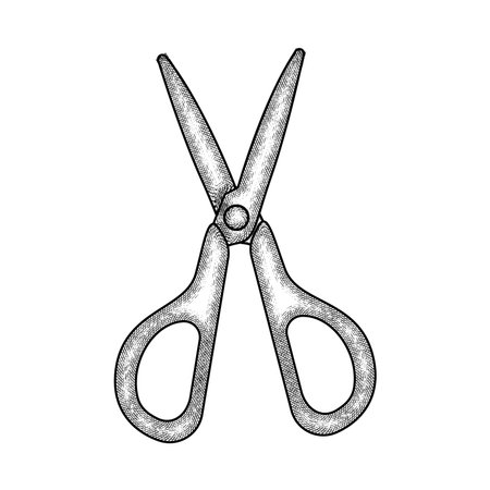 Isolated vintage sketch of a scissors school supply iconのイラスト素材