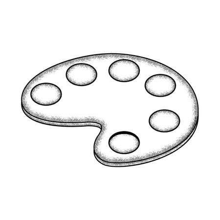 Isolated vintage sketch of an art palette school supply iconのイラスト素材