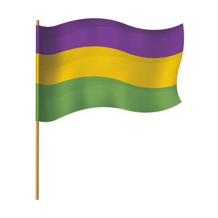 Isolated waving colored flag on a silver poleのイラスト素材