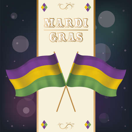 Pair of colored flags Mardi Gras posterのイラスト素材