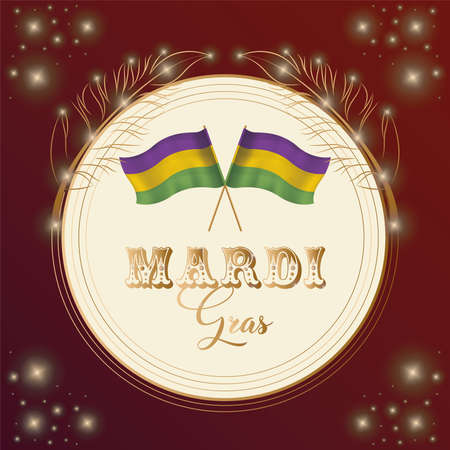 Pair of colored flags Mardi Gras posterのイラスト素材