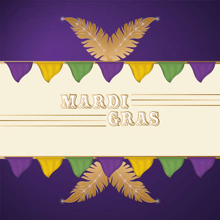 Isolated label with a pair of feathers Colored mardi gras posterの写真素材