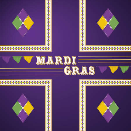Colored mardi gras poster with textのイラスト素材