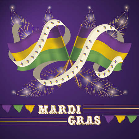 Pair of colored flags Mardi Gras posterの写真素材