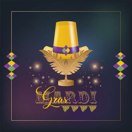 Isolated golden hat colored mardi gras posterのイラスト素材