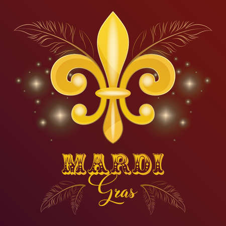 Isolated fleur de lis on a colored mardi gras posterのイラスト素材