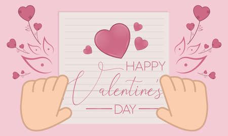 Happy valentines day card with hands and letterのイラスト素材