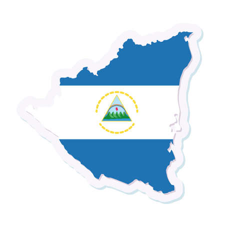 Isolated map of Nicaragua with its flagのイラスト素材