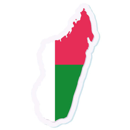 Isolated map of Madagascar with its flagのイラスト素材