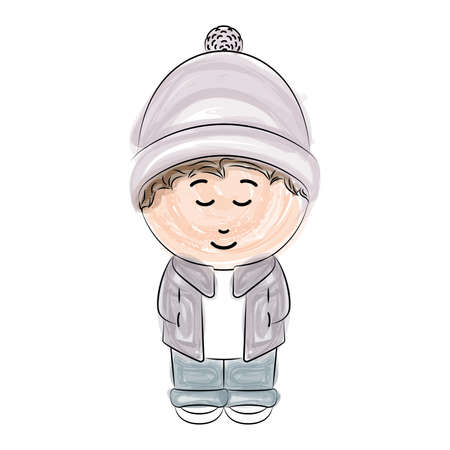 Isolated sketch of a happy boy Vectorのイラスト素材