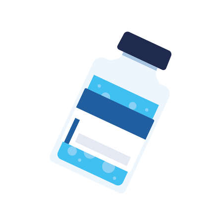 Isolated bottle vaccine with a blue dose Vectorのイラスト素材