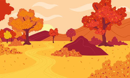Colored autumn background with trees Vectorのイラスト素材
