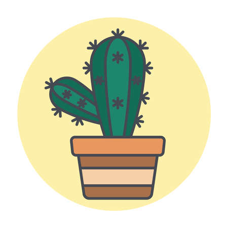Isolated green cactus on a colored circle frame Vectorのイラスト素材