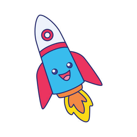 Isolated colored happy rocket character Vectorのイラスト素材