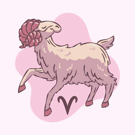 Colored aries zodiac sign sketch ram animal Vectorのイラスト素材
