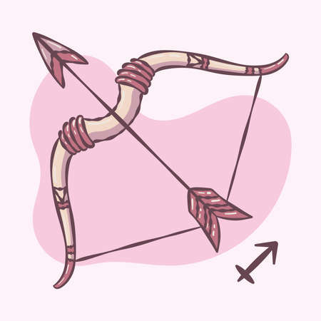 Isolated sagittarius zodiac sign sketch bow and arrow Vectorのイラスト素材