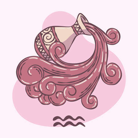 Isolated aquarius zodiac sign sketch jar with water Vectorのイラスト素材