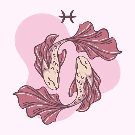 Isolated pisces zodiac sign sketch pair of fishes Vectorのイラスト素材
