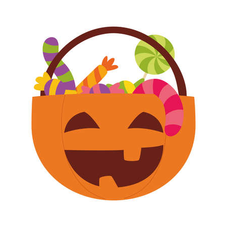 Isolated halloween pumpkin with candies Vectorのイラスト素材