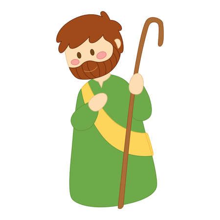 Isolated shepherd cartoon Nativity character Christmas season Vectorのイラスト素材
