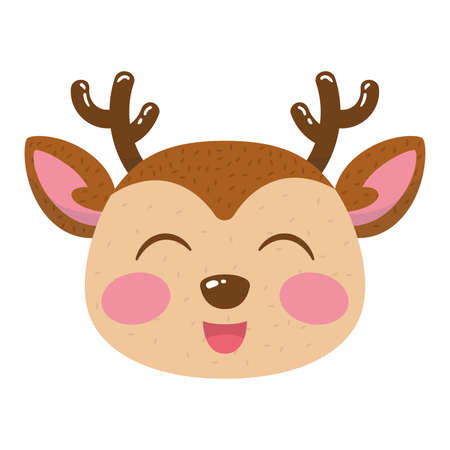 Happy reindeer face cartoon kawaii Christmas animal Vectorのイラスト素材