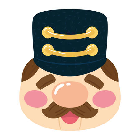 Nutcracker face Tin soldier cartoon kawaii Christmas season Vectorのイラスト素材
