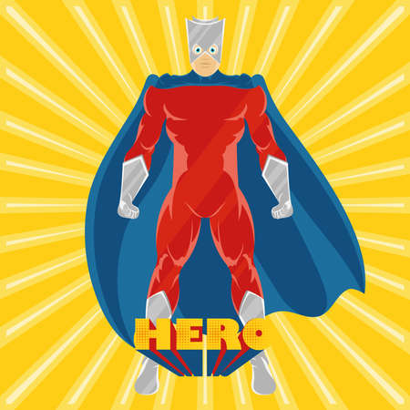 Isolated male superhero cartoon on a striped background Vectorのイラスト素材