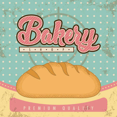Vintage bakery shop poster illustration pastry colors bread Vectorのイラスト素材