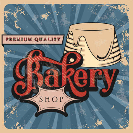 Vintage bakery shop poster illustration Baked cupcake Vectorのイラスト素材