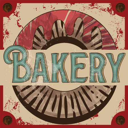 Vintage bakery shop poster illustration premium quality donut Vectorのイラスト素材