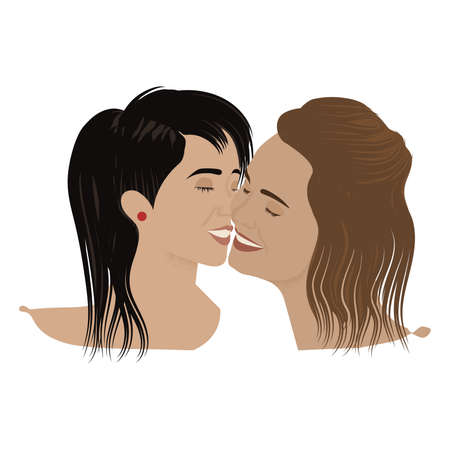 Isolated sketch of a pair of a happy lesbian couple Vectorのイラスト素材
