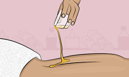 Hand spreading a cream on a woman back Spaのイラスト素材